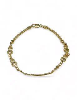 Clearance Pulsera eslabón alargado y ositos oro 18k -19cm Pulseras De Plata|Pulseras De Oro