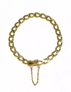 Fashion Pulsera eslabón barbada con cadena de seguridad oro 18k - 20x0.7cm Pulseras De Plata|Pulseras De Oro