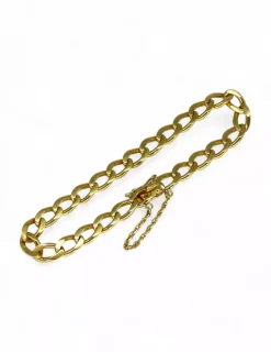 Fashion Pulsera eslabón barbada con cadena de seguridad oro 18k - 20x0.7cm Pulseras De Plata|Pulseras De Oro
