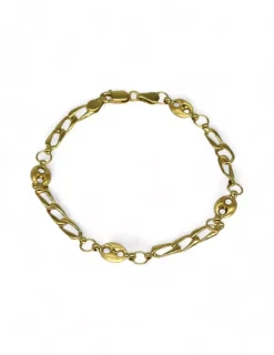 Cheap Pulsera eslabón barbada y calabrote oro 18k - 18cm Pulseras De Plata|Pulseras De Oro