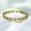 New Pulsera eslabón en ocho con media bola oro 18k - 20cm Pulseras De Plata|Pulseras De Oro