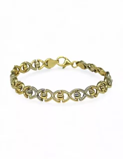 New Pulsera eslabón en ocho con media bola oro 18k - 20cm Pulseras De Plata|Pulseras De Oro