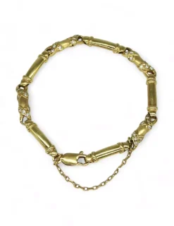 New Pulsera eslabones alargados con circonitas oro 18k -19cm Pulseras De Plata|Pulseras De Oro