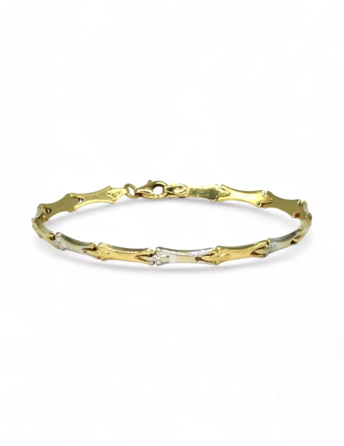 Shop Pulsera eslabones bicolor oro 18k - 19cm Pulseras De Plata|Pulseras De Oro