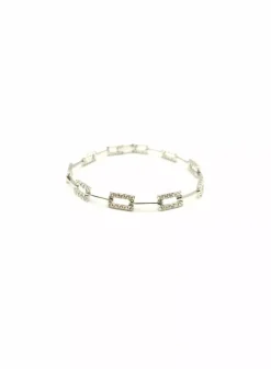 Hot Pulsera eslabones rectangulares circonitas oro blanco 18k - 18cm Pulseras De Plata|Pulseras De Oro