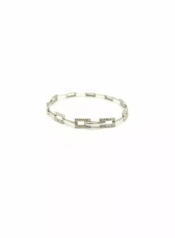 Hot Pulsera eslabones rectangulares circonitas oro blanco 18k - 18cm Pulseras De Plata|Pulseras De Oro