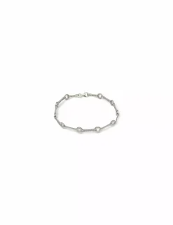Clearance Pulsera eslabones redondos y circonita oro blanco 18k - 19,5cm Pulseras De Plata|Pulseras De Oro
