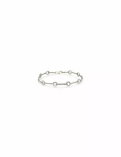 Clearance Pulsera eslabones redondos y circonita oro blanco 18k - 19,5cm Pulseras De Plata|Pulseras De Oro