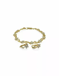 Store Pulsera flores circonitas oro 18k - 19cm Pulseras De Plata|Pulseras De Oro