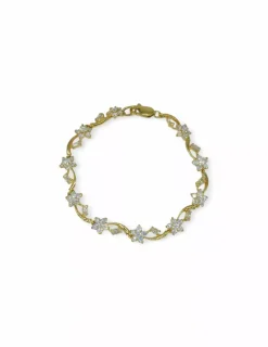 Store Pulsera flores circonitas oro 18k - 19cm Pulseras De Plata|Pulseras De Oro