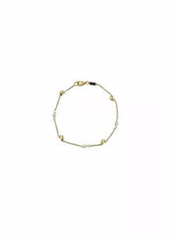 Sale Pulsera forzada con perlas y lunas oro 18k - 19cm Pulseras De Plata|Pulseras De Oro