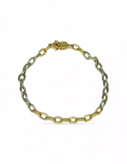 Online Pulsera forzada oro bicolor 18k - 19.5cm Pulseras De Plata|Pulseras De Oro