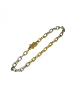 Online Pulsera forzada oro bicolor 18k - 19.5cm Pulseras De Plata|Pulseras De Oro