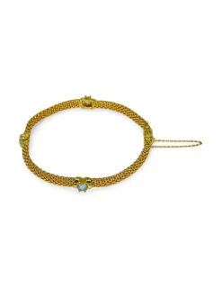 Cheap Pulsera malla con tres circonitas celestes oro 18k - 18cm Pulseras De Plata|Pulseras De Oro