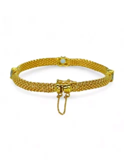 Cheap Pulsera malla con tres circonitas celestes oro 18k - 18cm Pulseras De Plata|Pulseras De Oro