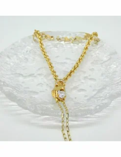 Fashion Pulsera manita con motivo mano con circonitas oro 18k - 19cm Manitas|Pulseras De Plata