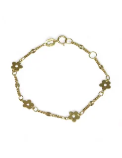 Sale Pulsera niña cuatro florecitas oro 18k - 13cm Pulseras De Plata|Pulseras De Oro