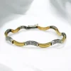 Store Pulsera ondas con circonitas oro bicolor 18k - 20 cm Pulseras De Plata|Pulseras De Oro