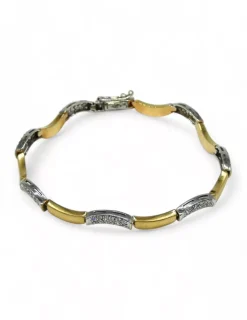 Store Pulsera ondas con circonitas oro bicolor 18k - 20 cm Pulseras De Plata|Pulseras De Oro