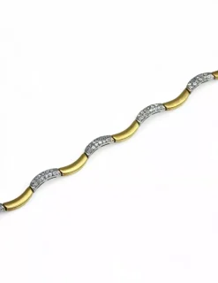 Store Pulsera ondas con circonitas oro bicolor 18k - 20 cm Pulseras De Plata|Pulseras De Oro