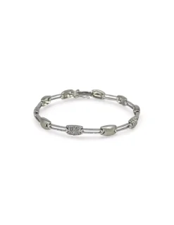 Store Pulsera oro blanco brillo y mate con motivo circonitas 18k -19.5cm Pulseras De Plata|Pulseras De Oro