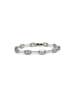 Store Pulsera oro blanco brillo y mate con motivo circonitas 18k -19.5cm Pulseras De Plata|Pulseras De Oro