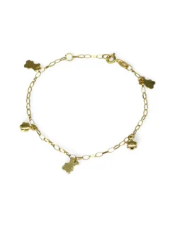 Online Pulsera  ositos y flores colgantes oro 18k - 18cm Pulseras De Plata|Pulseras De Oro