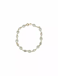 Store Pulsera perlas y circonitas oro 18k - 16cm Pulseras De Plata|Pulseras De Oro