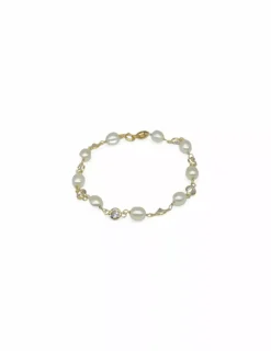Store Pulsera perlas y circonitas oro 18k - 16cm Pulseras De Plata|Pulseras De Oro