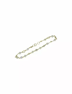 Best Sale Pulsera perlas y circonitas oro 18k - 18.6cm Pulseras De Plata|Pulseras De Oro