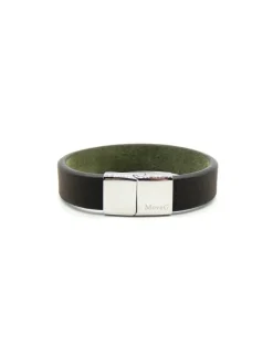 Fashion Pulsera piel marrón cierre acero - 21cm Pulseras De Oro