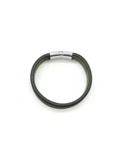 Fashion Pulsera piel marrón cierre acero - 21cm Pulseras De Oro