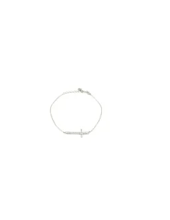 Cheap Pulsera plata cruz horizontal con circonitas Pulseras De Oro
