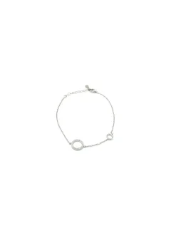 Clearance Pulsera plata doble círculo pulido y circonitas Pulseras De Oro