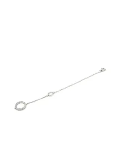 Clearance Pulsera plata doble círculo pulido y circonitas Pulseras De Oro