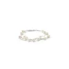 Online Pulsera plata triple cadena bolitas con perlas cultivadas blancas 17cm Pulseras De Oro Grabado|Pulseras De Oro