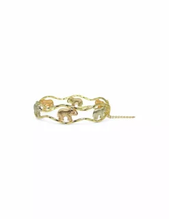 Online Pulsera rígida bicolor elefantes oro 18k - 6.5cm Cañas|Pulseras De Plata