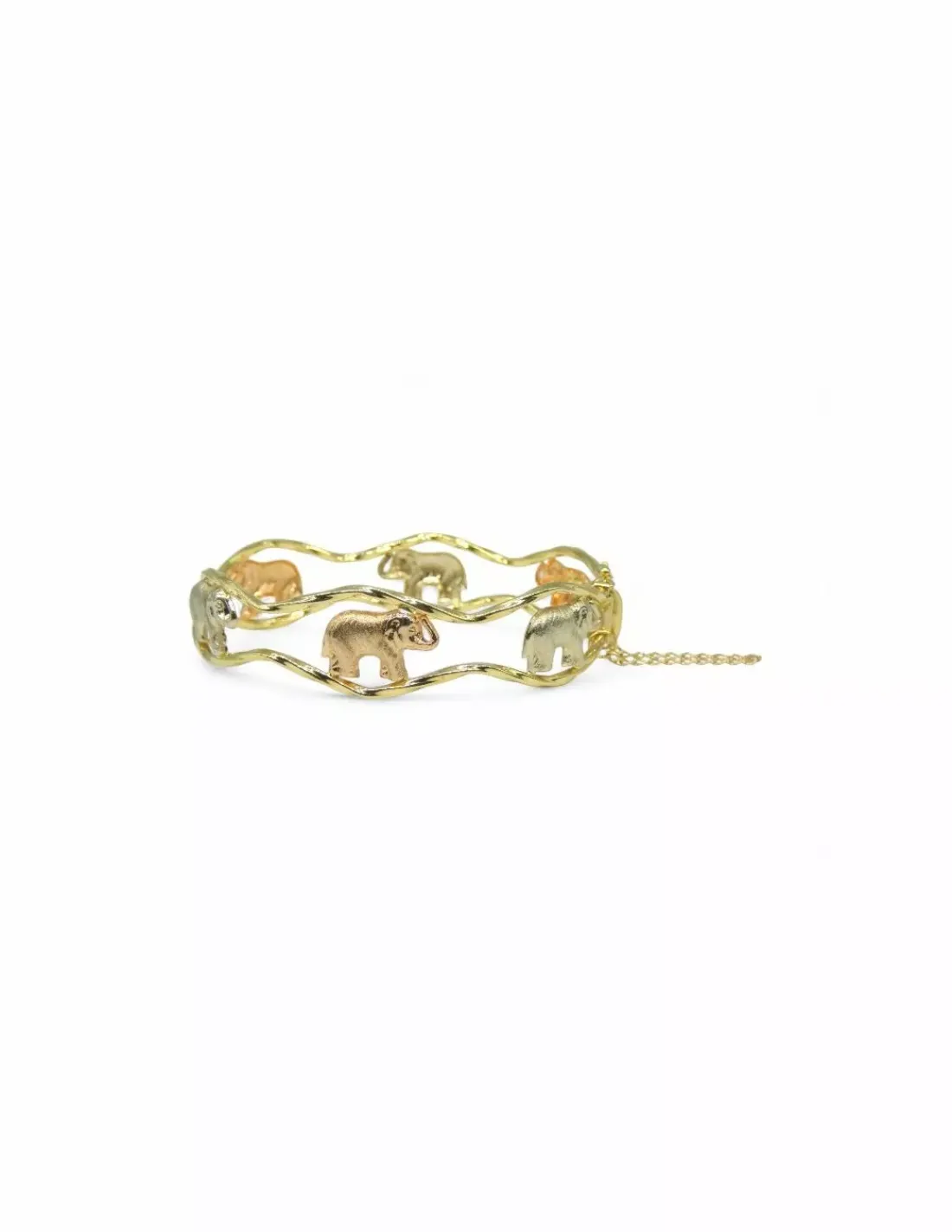 Online Pulsera rígida bicolor elefantes oro 18k - 6.5cm Cañas|Pulseras De Plata