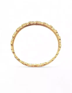 Hot Pulsera rígida circonitas flores en relieve oro 18k - 21cm Cañas|Pulseras De Oro
