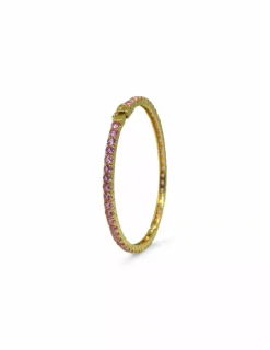 Discount Pulsera rígida con piedras fucsia oro 18k - 5.7cm Cañas|Pulseras De Plata