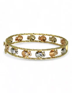 Discount Pulsera rígida elefantes tricolor oro 18k - 6.1cm Cañas|Pulseras De Plata