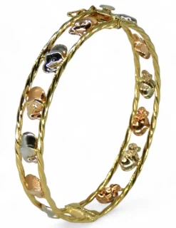 Discount Pulsera rígida elefantes tricolor oro 18k - 6.1cm Cañas|Pulseras De Plata