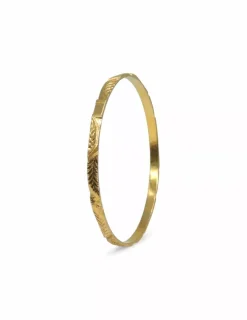 Outlet Pulsera rígida fina labrada oro 18k - 6.5cm Cañas|Pulseras De Oro