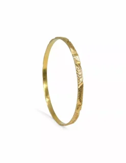 Outlet Pulsera rígida fina labrada oro 18k - 6.5cm Cañas|Pulseras De Oro