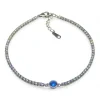 Outlet Pulsera riviere circonitas blancas y centro aguamarina plata 925 - 17.5cm Pulseras De Oro Grabado|Pulseras De Oro