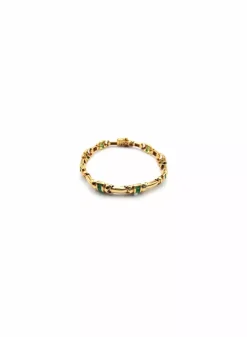 Best Pulsera semi-articulada piedras tono verde oro 18k - 16cm Pulseras De Plata|Pulseras De Oro