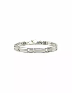 Discount Pulsera semirrígida brillo y mate oro blanco 18k - 20cm Pulseras De Plata|Pulseras De Oro
