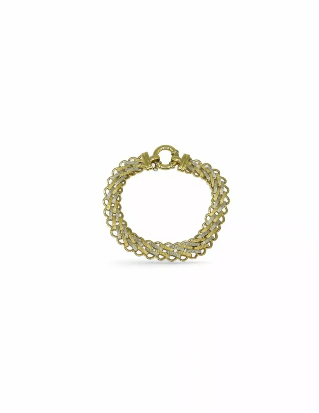 Best Sale Pulsera tapiz bicolor oro 18k - 19cm Pulseras De Plata|Pulseras De Oro