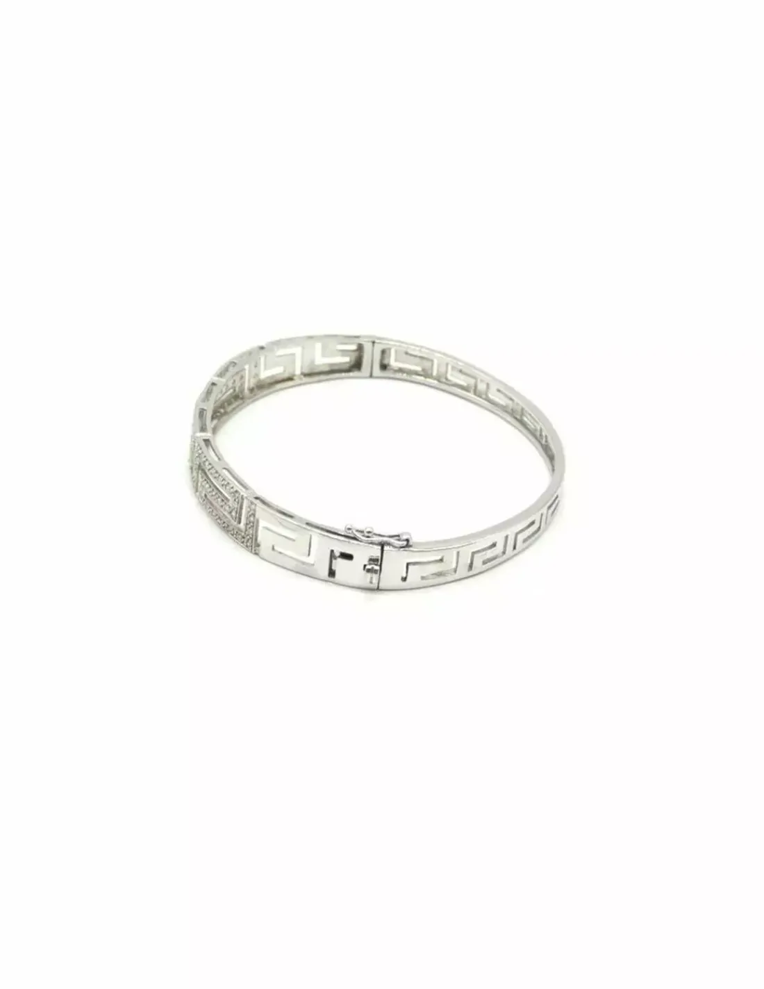 Store Pulsera tipo caña diseño greca con diamantes en oro blanco 18k - 7cm Pulseras Con Brillantes|Pulseras De Plata