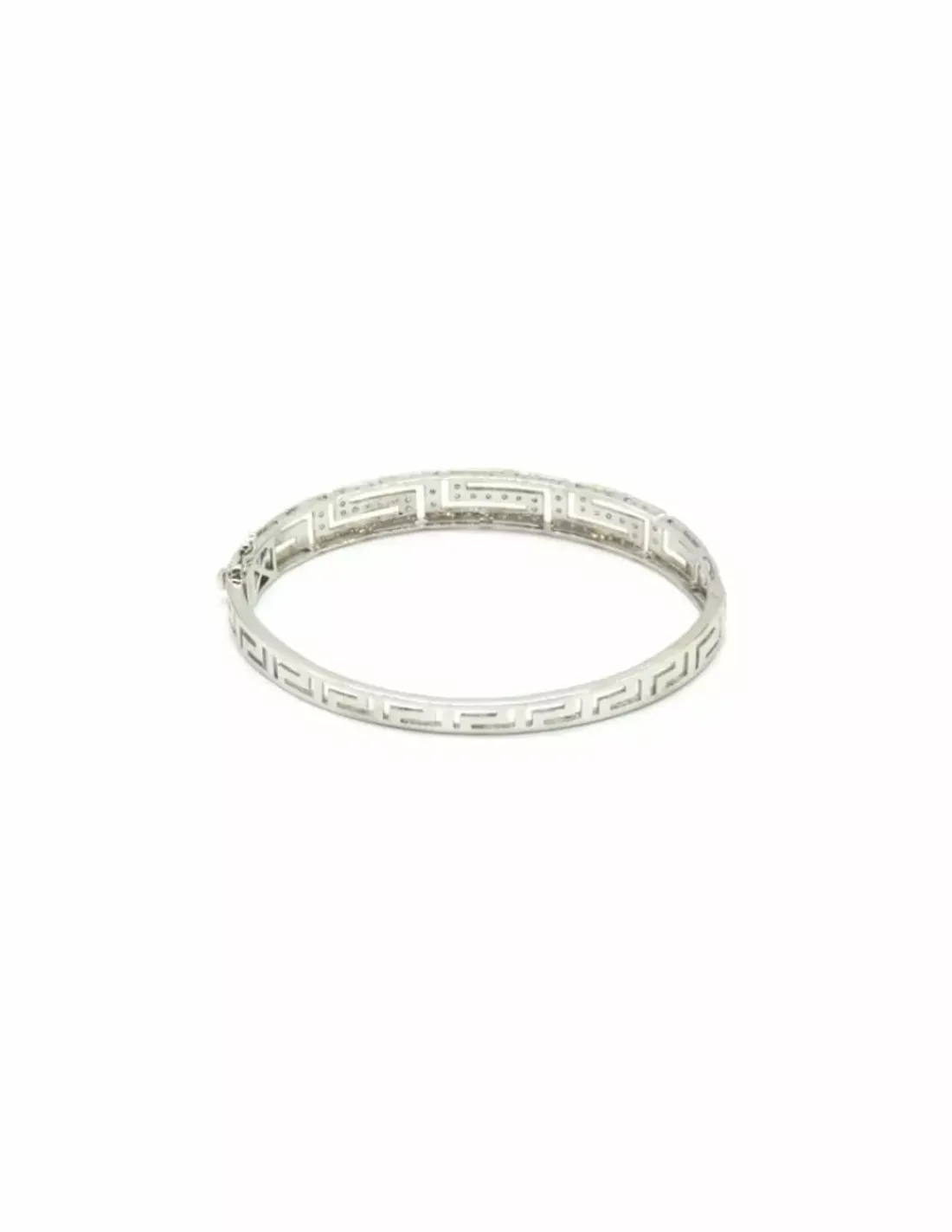 Store Pulsera tipo caña diseño greca con diamantes en oro blanco 18k - 7cm Pulseras Con Brillantes|Pulseras De Plata